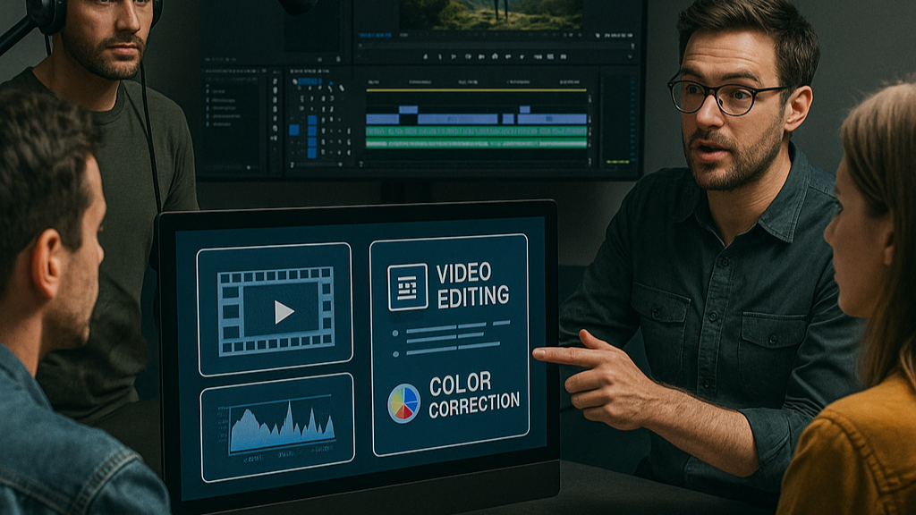 ScreenSkills e-learning: Pulling back the curtain on post-production. Credit: Dall-E. Source: John M Hobbs.png